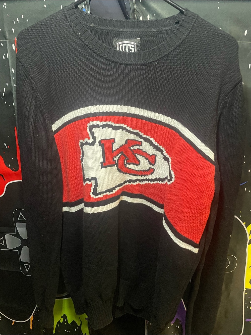Kansas City Chiefs Black & Red Knit Crewneck Sweater